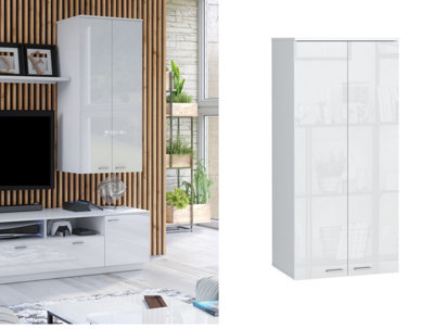 Wall Cabinet Unit Storage Modern Bedroom Living Room White Gloss Cupboard Sol
