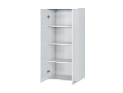 Wall Cabinet Unit White Gloss Storage Modern Bedroom Living Room Cupboard Sol