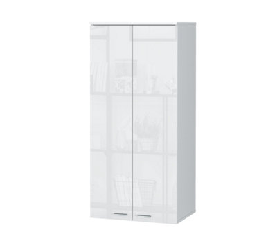 Wall Cabinet Unit White Gloss Storage Modern Bedroom Living Room Cupboard Sol