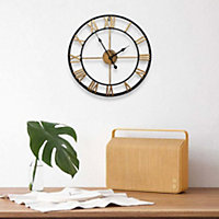 Wall Clock Roman Numerals Metal Oversized Decor for Bedroom Home 600mm
