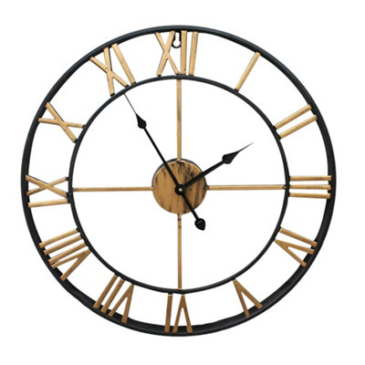 Wall Clock Roman Numerals Metal Oversized Decor for Bedroom Home 600mm