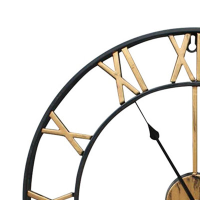 Wall Clock Roman Numerals Metal Oversized Decor for Bedroom Home 600mm