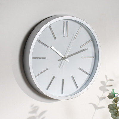 Wall Clock Round Home Decor Metallic Bedroom Round Living Room Kitchen