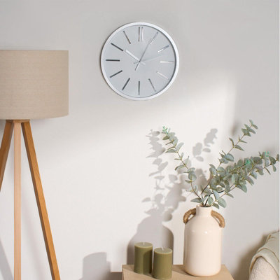 Wall Clock Round Home Decor Metallic Bedroom Round Living Room Kitchen