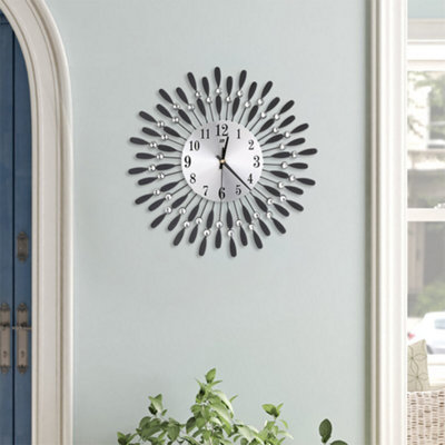 Wall Clocks Silent Large Crystal Drop Shape Battery Operated for Home ...