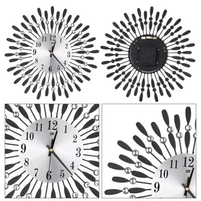 Wall Clocks Silent Large Crystal Drop Shape  Battery Operated for Home 375mm