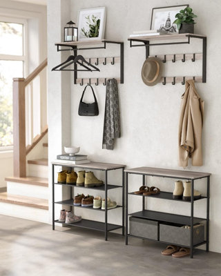Wall Coat Rack with Removable Hooks, Mounted Shelf, Entryway Organizer ...