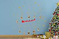 Wall Decal Kit, Glorious Gold Santa's Sleigh Wall Decal Room Home Decorations
