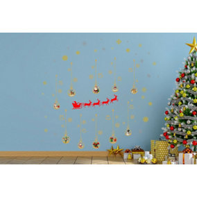 Wall Decal Kit, Glorious Gold Santa's Sleigh Wall Decal Room Home Decorations