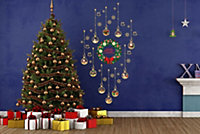 Wall Decal Set Christmas Wreath and Gold Garland Set Decals Home Decorations