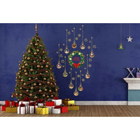 Wall Decal Set Christmas Wreath and Gold Garland Set Decals Home Decorations