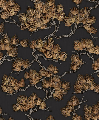 Wall Fabric Oriental Pine Black/Copper Wallpaper | DIY at B&Q