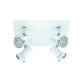 Wall Flush Ceiling Light IP44 Bathroom Colour White Chrome Bulb GU10 4x3.3W Incl
