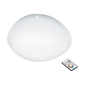 Wall Flush Ceiling Light White Shade White Plastic With Crystal Effect LED 34W