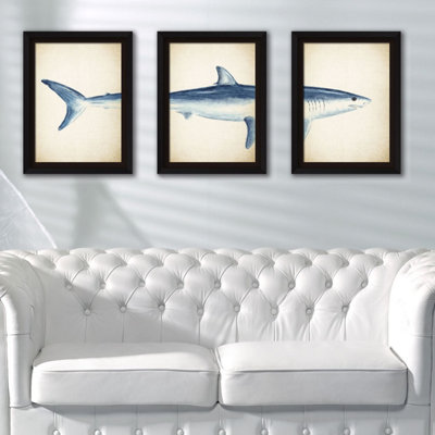 Wall Frame Art White Shark Living Room Office Decor Home Decoration ...