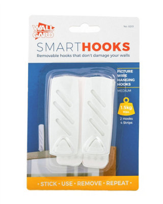 Wall Gard Picture Wire Hooks Medium White 2PK