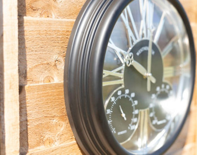 Wall Hanging Black Clock with Thermometer and Hygrometer - 8