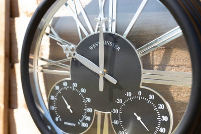 Wall Hanging Black Clock with Thermometer and Hygrometer - 9