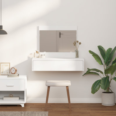white christmas dresses PEDPIX Engineered Wood Wall Mount Dressing Table Mirror With Shelves, main image 1
