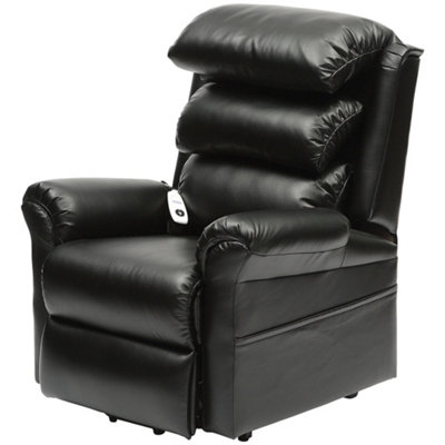 Wall Hugging Rise and Recline Lounge Chair - Wipe Clean PU Leather - Black