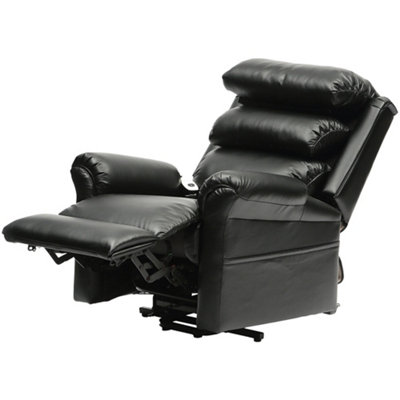 Wall Hugging Rise and Recline Lounge Chair - Wipe Clean PU Leather - Black