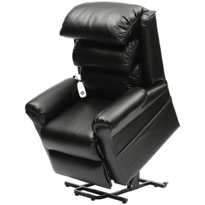 Wall Hugging Rise and Recline Lounge Chair - Wipe Clean PU Leather - Black