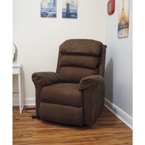 Wall Hugging Rise & Recline Arm Chair - Waterfall Pillow - Brown Chenille Fabric