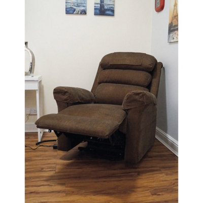 Wall Hugging Rise & Recline Arm Chair - Waterfall Pillow - Brown Chenille Fabric