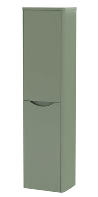 Wall Hung 2 Soft Close Door Tall Unit, 400mm - Satin Green