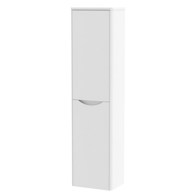 Wall Hung 2 Soft Close Door Tall Unit, 400mm - Satin White Price Comparisons | Compare The Build