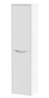Wall Hung 2 Soft Close Door Tall Unit, 400mm - Satin White