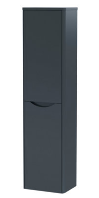 Wall Hung 2 Soft Close Door Tall Unit, 400mm - Soft Black