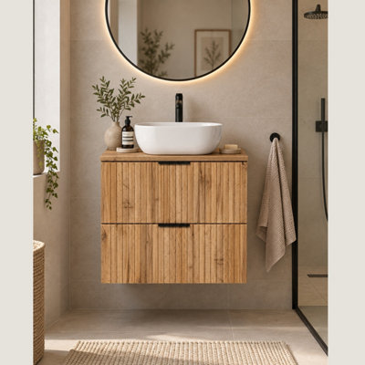 Wall Hung Bathroom Vanity Unit with Basin 600mm Countertop Sink Cabinet ...