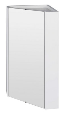 Wall Hung Corner Mirror Cabinet - Gloss White