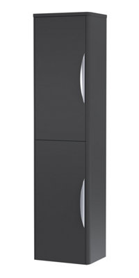 Wall Hung Tall Bathroom Storage Unit 1399 x 356 x 253mm - Dark Grey