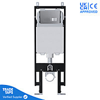 Wall Hung Toilet Concealed Cistern Slim Frame Dual Flush Adjustable 1.14-1.35m w/Square Chrome Flush Plate