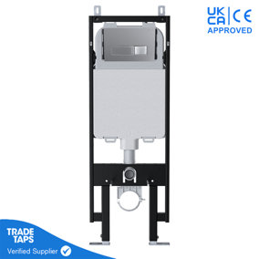 Wall Hung Toilet Concealed Cistern Slim Frame Dual Flush Adjustable 1.14-1.35m w/Square Chrome Flush Plate