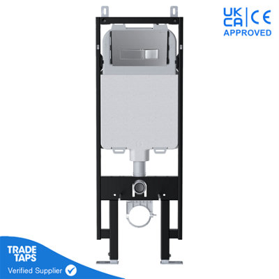Wall Hung Toilet Concealed Cistern with VIVA Slim Frame Dual Flush Adjustable 1.14-1.35m & Square Chrome Flush Plate
