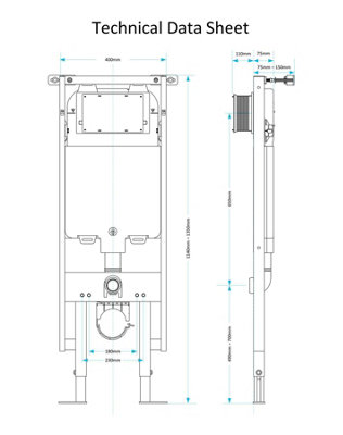 Wall Hung Toilet Concealed Cistern with VIVA Slim Frame Dual Flush Adjustable 1.14-1.35m & Square Chrome Flush Plate - 3