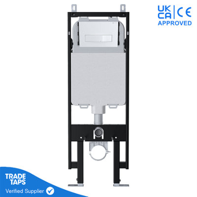 Wall Hung Toilet Concealed Cistern with VIVA Slim Frame Dual Flush Adjustable 1.14-1.35m & Square Gloss White Flush Plate