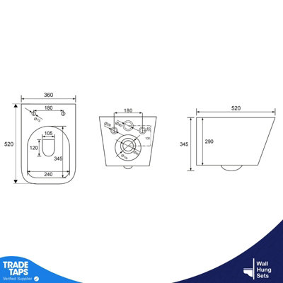 Wall Hung Toilet Pan Round Slim Concealed Cistern Frame 1.14-1.35m w/Matt Black Flush Plate - 4