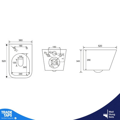 Wall Hung Toilet Pan Round with VIVA Slim Concealed Cistern Frame 1.14-1.35m & Matt Black Flush Plate