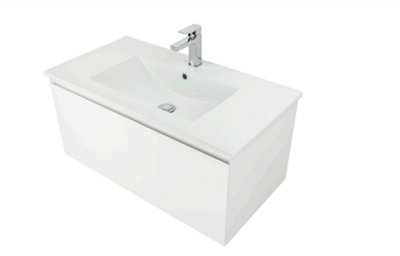 Wall Hung Vanity 800mm with Ceramic Basin Sink White Finish 1 Drawer Price Comparisons | Compare The Build
