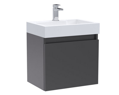 Wall Hung Vanity Basin Unit & Polymarble Basin - 500mm - Gloss Grey