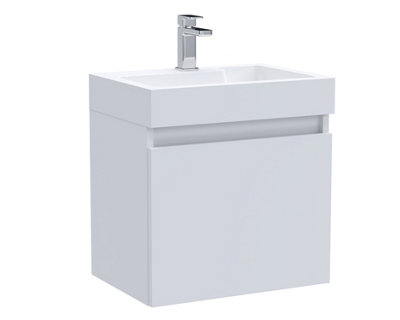 Wall Hung Vanity Basin Unit & Polymarble Basin - 500mm - Gloss White