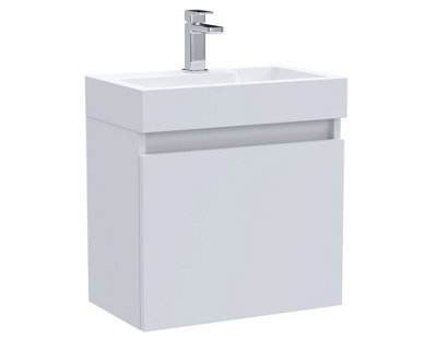 Wall Hung Vanity Basin Unit & Slimline Polymarble Basin - 500mm - Gloss White