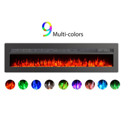 Wall Insert Electric Fire Fireplace 9 Flame Color with Freestanding Leg 50 Inch