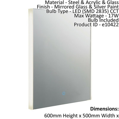 Wall Light IP44 Mirrored Glass & Silver Paint 17W LED Bulb Included