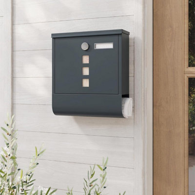 Wall Mailbox with Lock and Rotating Lid, Includes Name Tag Slot and ...