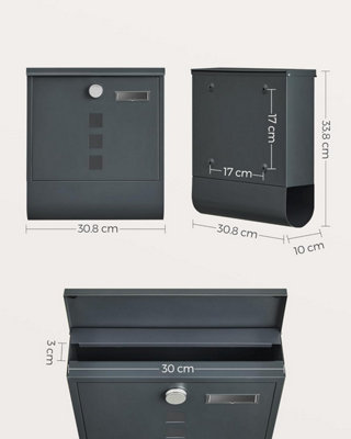 Wall Mailbox with Lock and Rotating Lid, Includes Name Tag Slot and ...